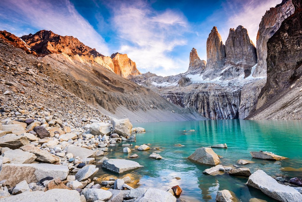 Trekking in Patagonian mountains